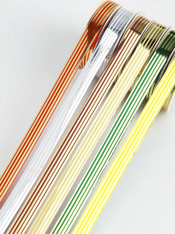 Лента упаковочная для декора и подарков, набор 6 шт., 1.2 см × 5 м