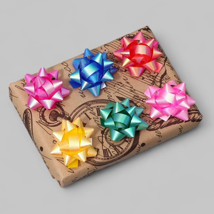 Подарочный Бант - звезда №5, 50 шт., для упаковки подарков, МИКС