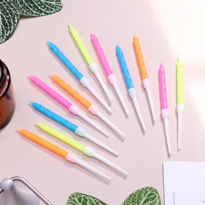 Свечи для торта «Неон», 14 см, 10 шт., разноцветные