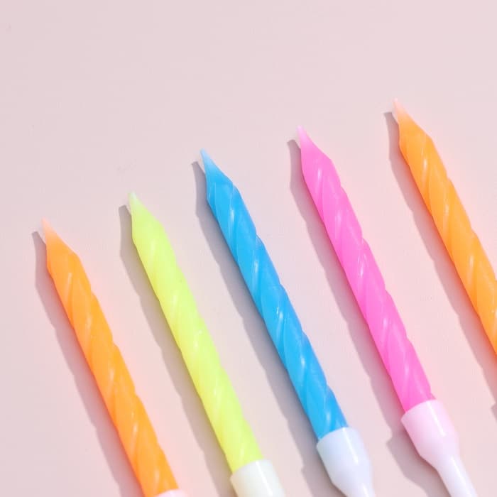 Свечи для торта «Неон», 14 см, 10 шт., разноцветные