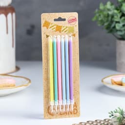 Свечи для торта коктейльные «С днём рождения», 6 шт., 13 см