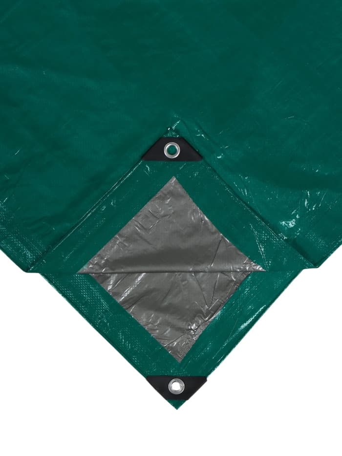 Тент защитный, 5×4 м, плотность 120 г/м², УФ, люверсы шаг 1 м, зелёный/серебристый
