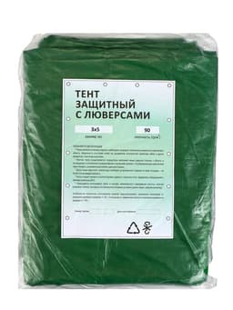 Тент защитный, 5×3 м, плотность 90 г/м², УФ, люверсы шаг 1 м, зелёный