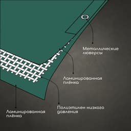 Тент защитный, 5×4 м, плотность 90 г/м², УФ, люверсы шаг 1 м, зелёный