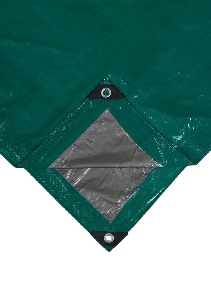 Тент защитный, 4×3 м, плотность 120 г/м², УФ, люверсы шаг 1 м, зелёный/серебристый