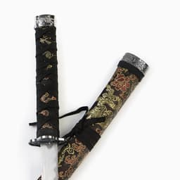 Макет оружия «Сувенирные катаны на подставке 3в1. Драконы на бежевом», подарочный набор, ножны ткань, 47 см; 70 см; 89 см