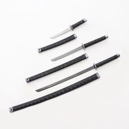 Макет оружия «Сувенирные катаны на подставке 3в1. Чёрные ромбы», подарочный набор, ножны кожзам, 47 см; 70 см; 89 см