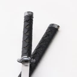 Макет оружия «Сувенирные катаны на подставке 3в1. Чёрные ромбы», подарочный набор, ножны кожзам, 47 см; 70 см; 89 см