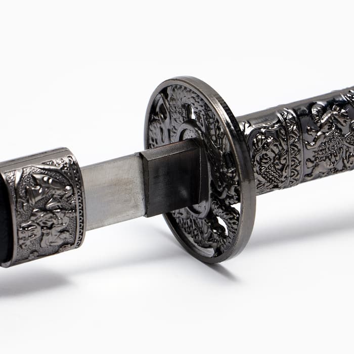 Макет оружия «Сувенирные катаны на подставке 3в1. Голова дракона», подарочный набор, ножны кожзам, чёрный, 45 см; 52 см; 61 см