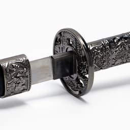 Макет оружия «Сувенирные катаны на подставке 3в1. Голова дракона», подарочный набор, ножны кожзам, чёрный, 45 см; 52 см; 61 см