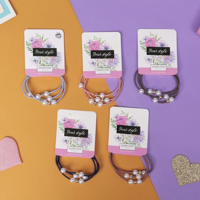 Резинка для волос QF «Валерия», жемчужные шарики, 5.5 см, МИКС