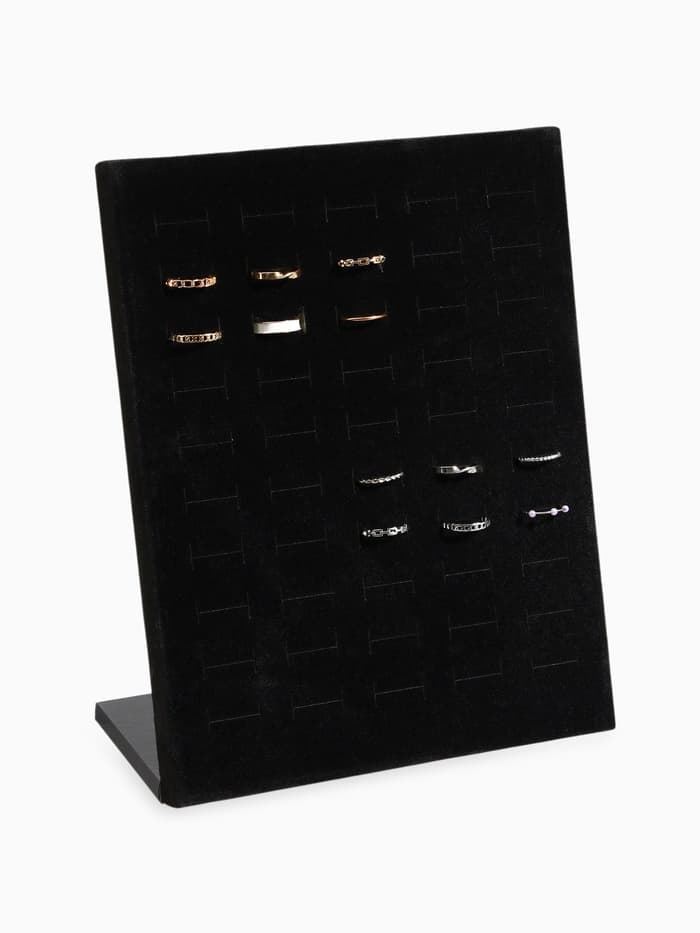 Подставка под кольца QF, 50 мест, флок, чёрная, 20×9.7×24 см