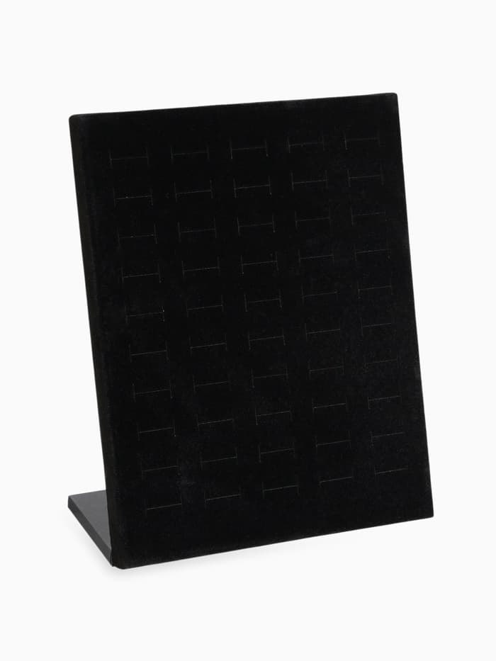 Подставка под кольца QF, 50 мест, флок, чёрная, 20×9.7×24 см