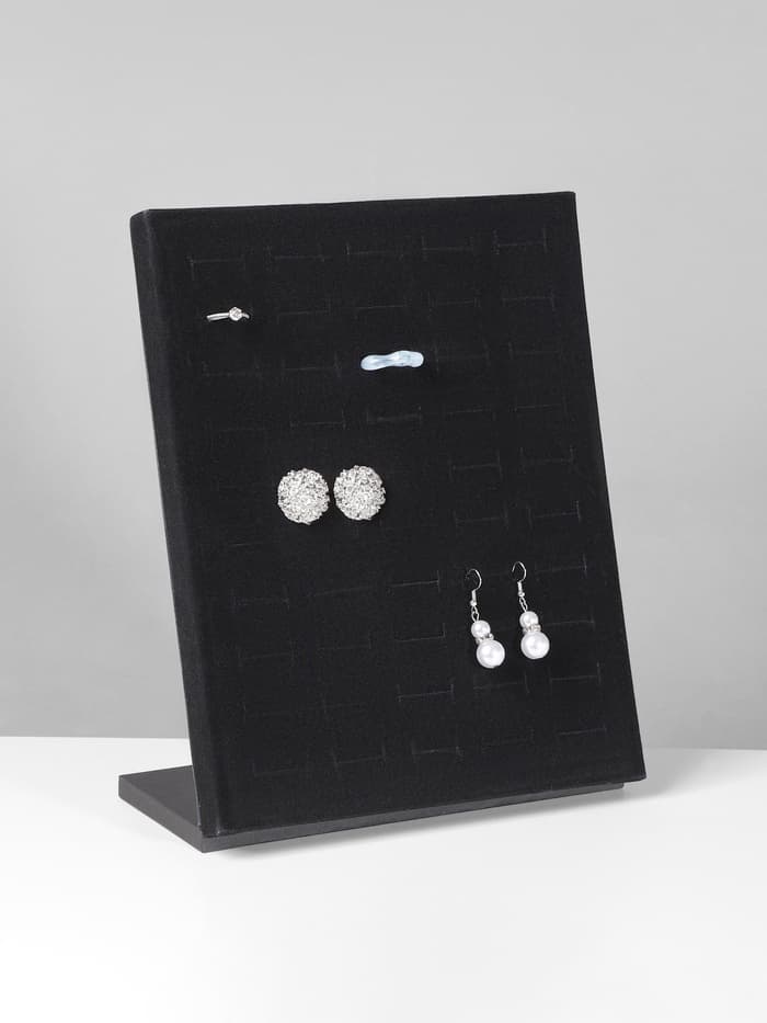 Подставка под кольца QF, 50 мест, флок, чёрная, 20×9.7×24 см