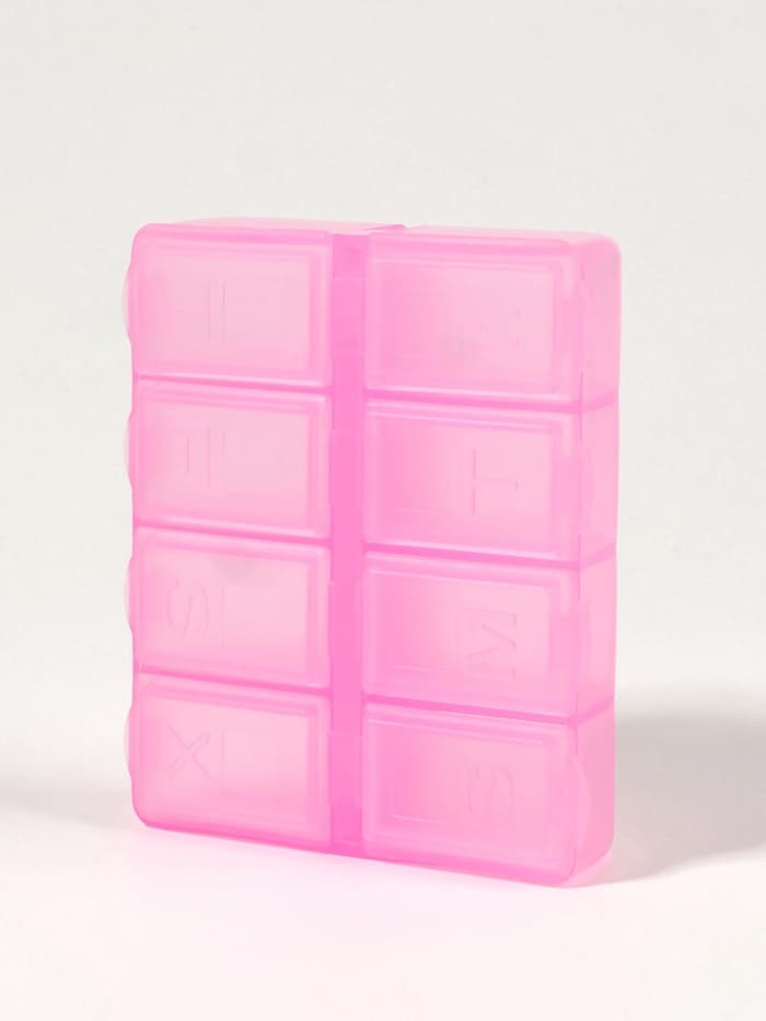 Таблетница, английские буквы, 7.4×6.2×2.1 см, 8 секций, МИКС