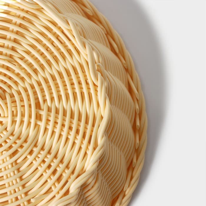 Корзинка для фруктов и хлеба Доляна «Ваниль», 21×6.5 см, пластик, плетёная, молочная