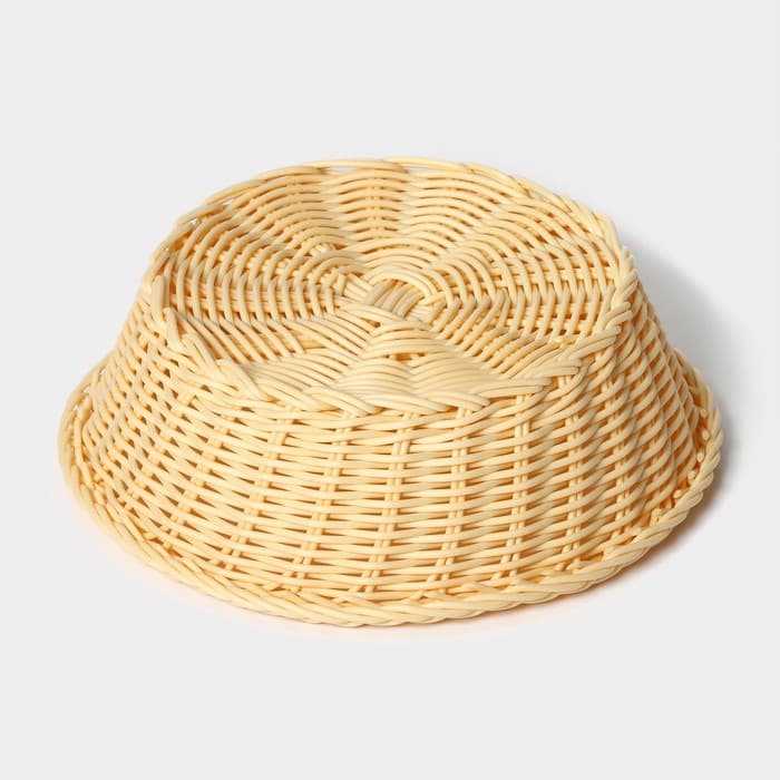 Корзинка для фруктов и хлеба Доляна «Ваниль», 21×6.5 см, пластик, плетёная, молочная