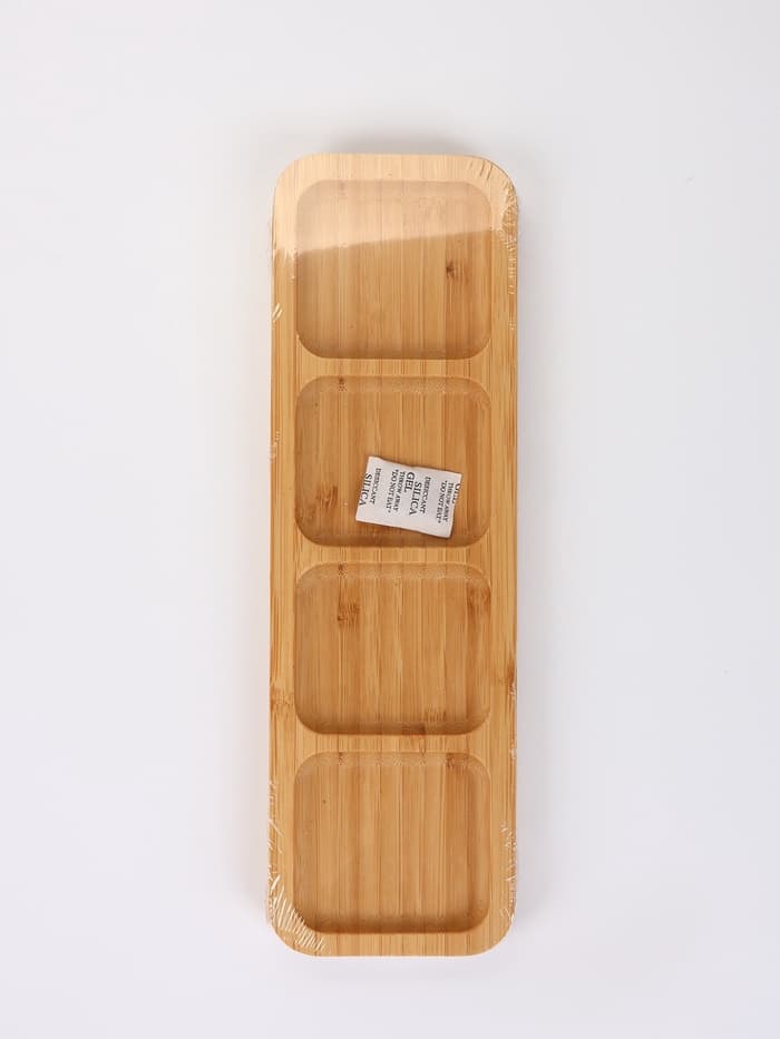Менажница Striata, 4 секции, 33×9.5 см, бамбук, бежевая