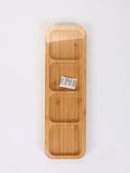 Менажница Striata, 4 секции, 33×9.5 см, бамбук, бежевая