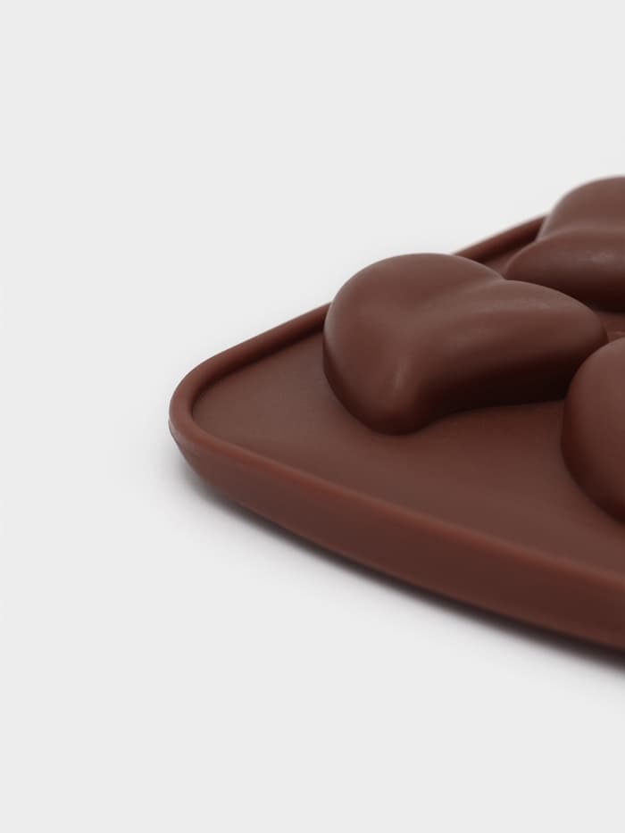 Форма для конфет и шоколада Доляна «Сердца», силикон, 21.5×10.5×1.8 см, 15 ячеек (3×3 см), коричневая