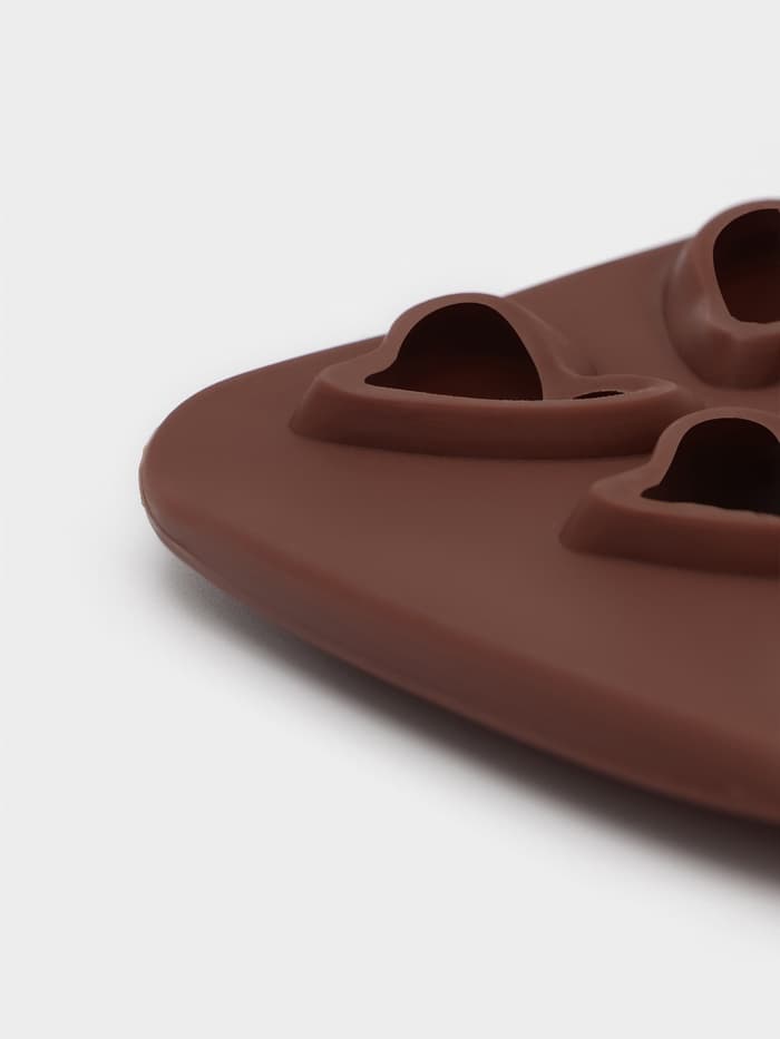 Форма для конфет и шоколада Доляна «Сердца», силикон, 21.5×10.5×1.8 см, 15 ячеек (3×3 см), коричневая