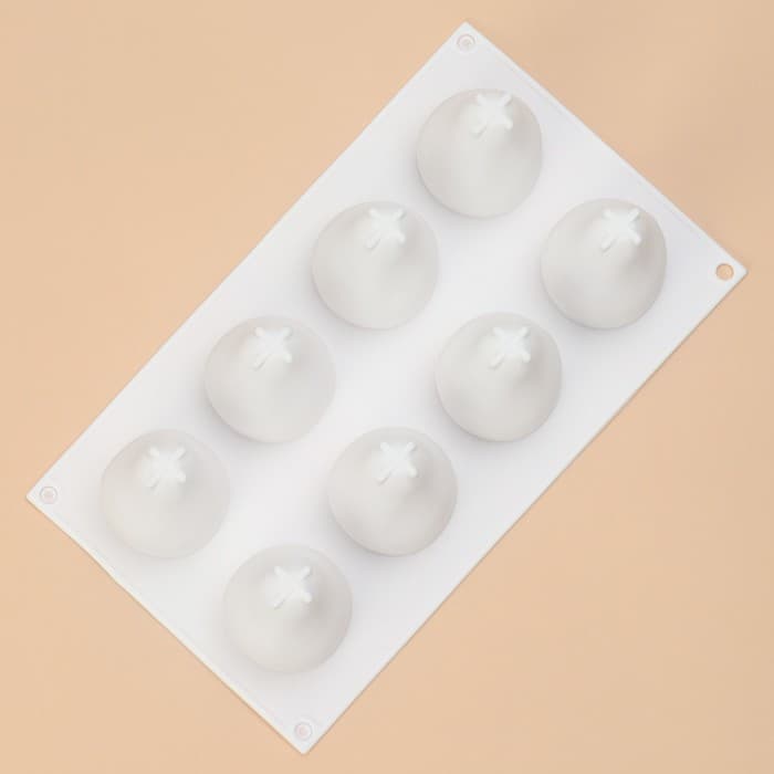 Форма для муссовых десертов и выпечки Доляна «Груша», силикон, 29.3×17.2×6.5 см, 8 ячеек (d=5.5 см), белая