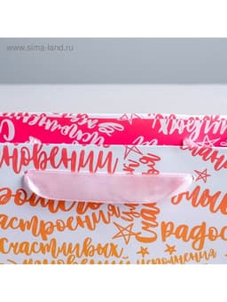 Пакет подарочный ламинированный, упаковка, «Радости!», ML 23×27×11.5 см