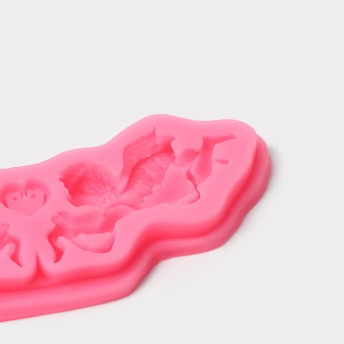 Молд для заливки Доляна «Ангелы», силикон, 3 ячейки, 16×5.5×1 см, розовый