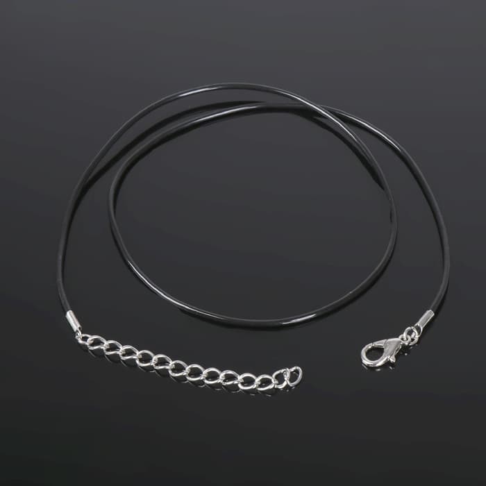 Шнурок каучуковый d=1.5 мм, 45 см с удлинителем, чёрный