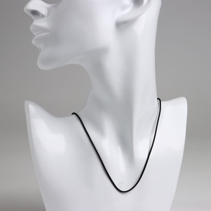 Шнурок каучуковый d=1.5 мм, 45 см с удлинителем, чёрный