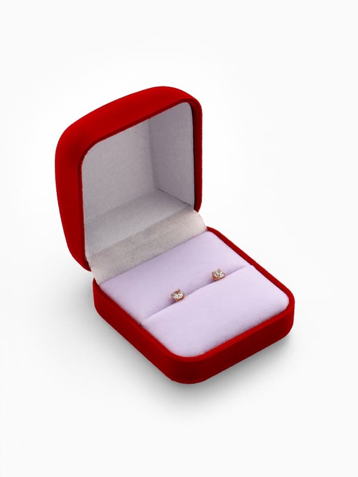 Футляр под кольцо, серьги «Классический», бархатный, 5×5.5 см, красный