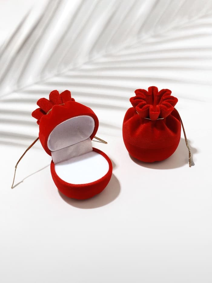 Футляр под серьги, кольцо «Мешочек подарочный», бархатный, 5.5×4.6 см, красный