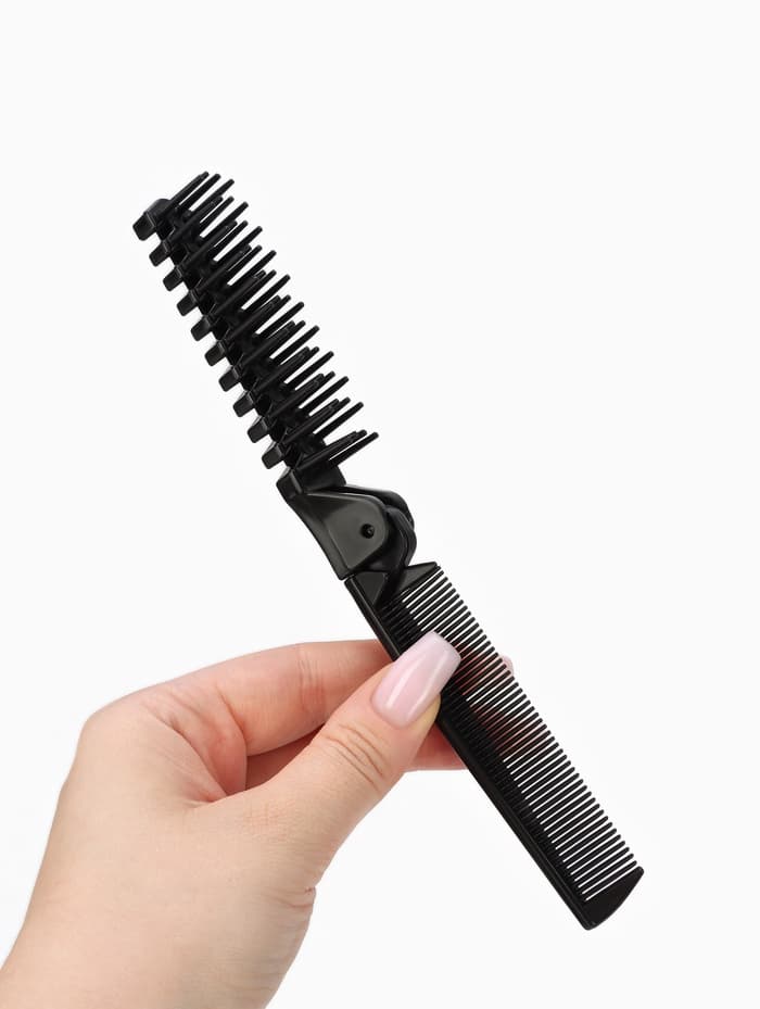 Расчёска складная, 20/10×2.8 (±1) см, чёрная