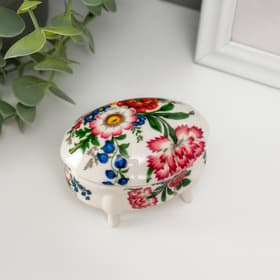 Шкатулка для украшений на ножках «Гвоздики», керамика, 6.1×7.7×4.8 см