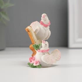 Фигурка полистоун «Голуби в розовом венке», 6×4 см