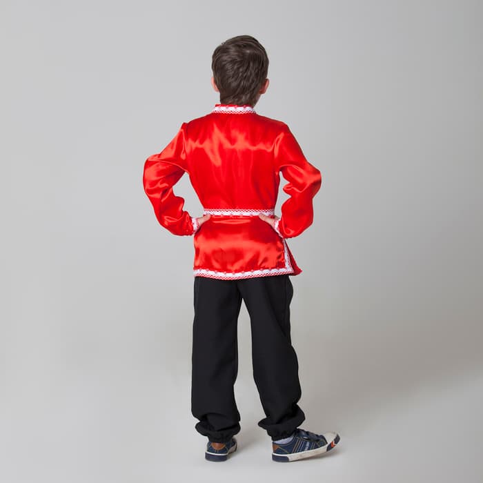 Русская народная рубаха «Хохлома», атлас, р. 34, рост 134 см