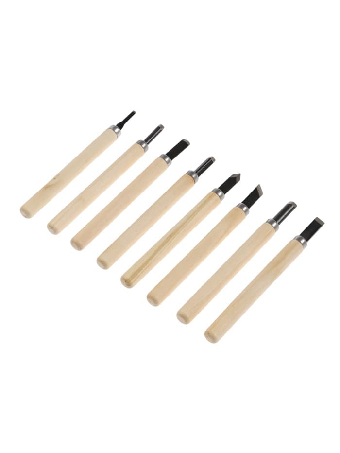 Набор резцов по дереву ЛОМ, деревянная рукоятка, 8 шт.