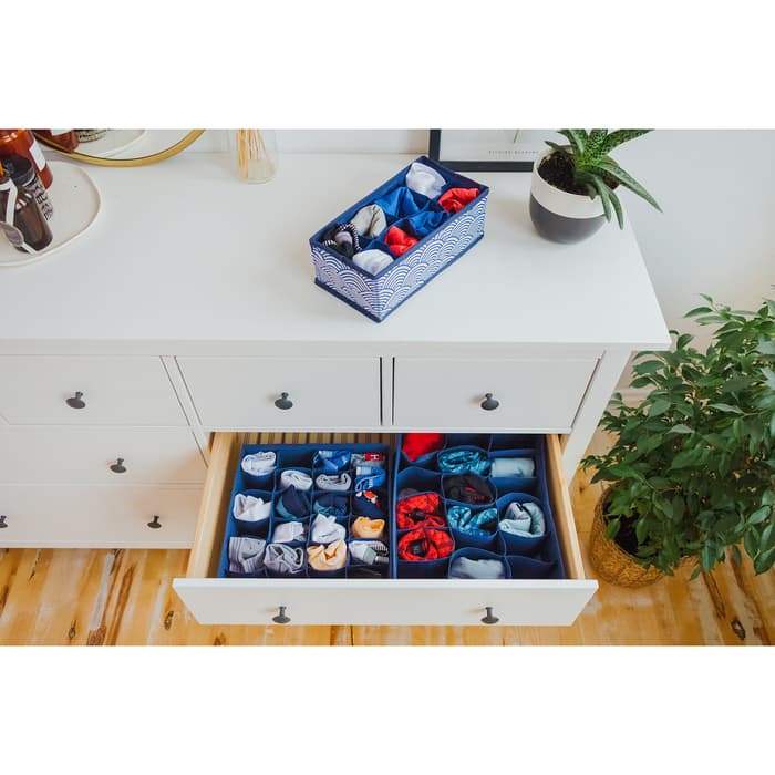 Органайзер для хранения белья Доляна «Волна», 8 ячеек, 28×14×10 см, синий