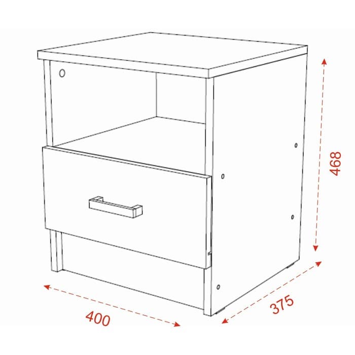 Тумба прикроватная напольная «ЭКО», 400×375×468 мм, цвет ясень шимо светлый/темный