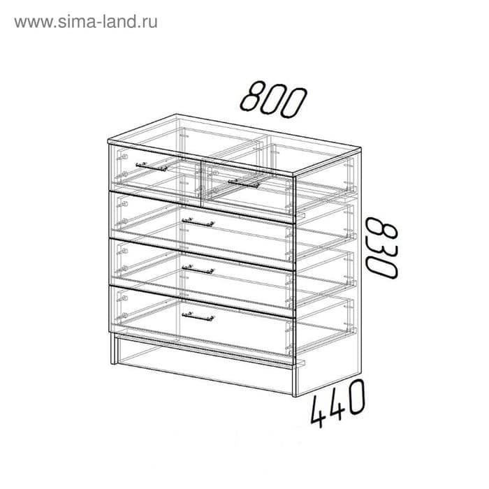 Комод для хранения «Эра. К800-3/2», 5 ящиков, 800×440×830 мм, цвет ясень шимо светлый/ясень шимо тёмный