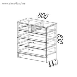 Комод для хранения «Эра. К800-3/2», 5 ящиков, 800×440×830 мм, цвет ясень шимо светлый/ясень шимо тёмный