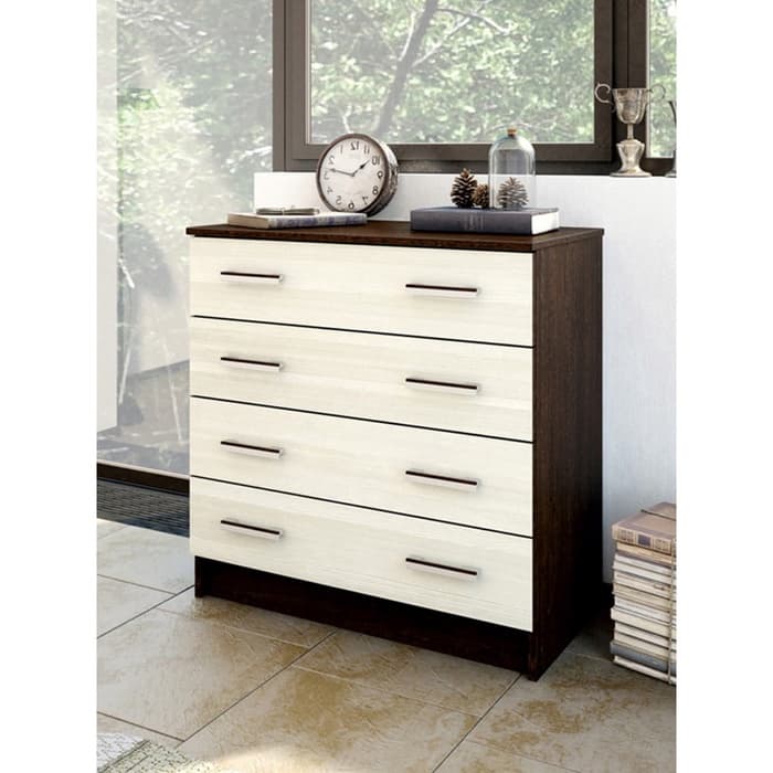 Комод для хранения «Эра. К800», 4 ящика, 800×440×830 мм, цвет венге/лоредо