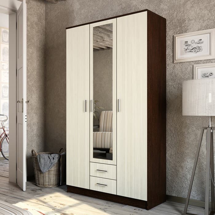 Шкаф прямой трёхстворчатый «Трио», 2 ящика, 1200×482×2200 мм, цвет венге/лоредо