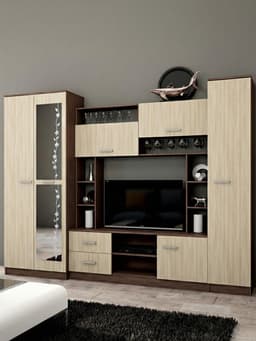 Стенка для гостиной «МАРТА», 2700×500×2100 мм, цвет ясень шимо светлый/ясень шимо тёмный