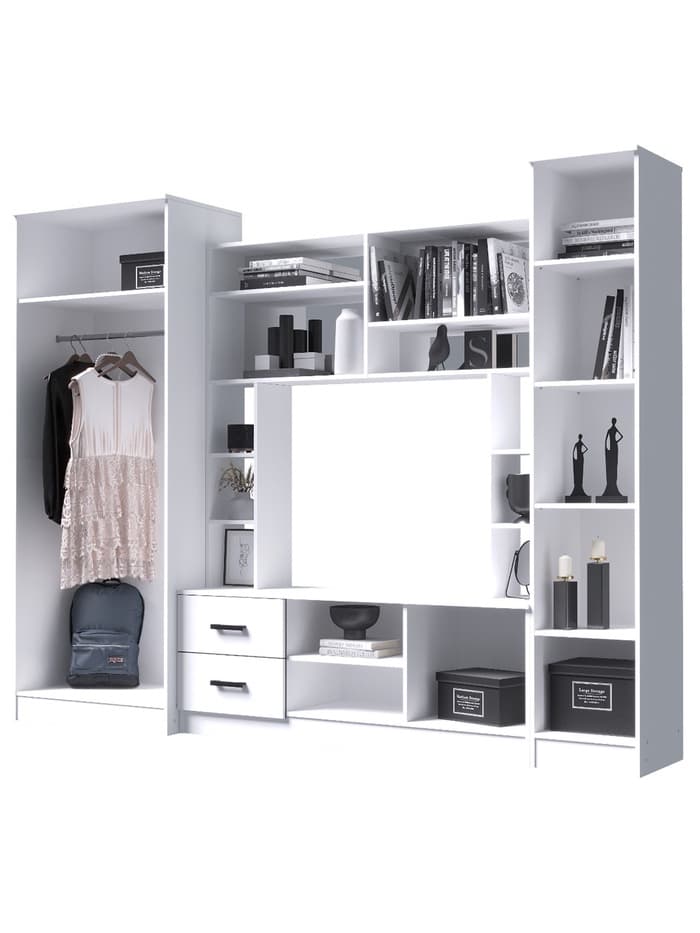 Стенка для гостиной «МАРТА», 2700×500×2100 мм, цвет ясень шимо светлый/ясень шимо тёмный