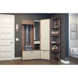 Вешалка с зеркалом «Ника», 910×354×2035 мм, цвет ясень шимо светлый/ясень шимо темный