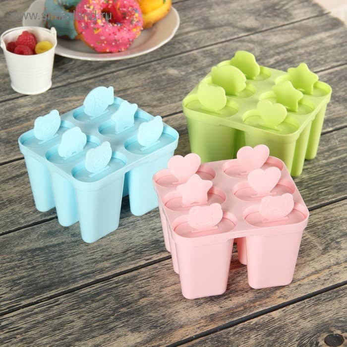 Форма для мороженого Доляна «Нега», 6 ячеек, пластик, МИКС