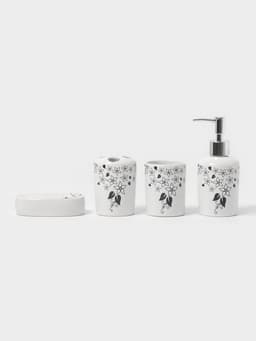 Аксессуары для ванной, 4 предмета, мыльница, дозатор для мыла, 2 стакана, белые