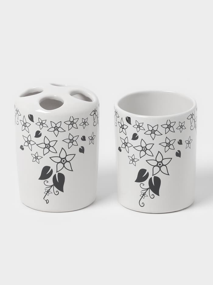 Аксессуары для ванной, 4 предмета, мыльница, дозатор для мыла, 2 стакана, белые