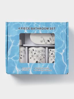 Аксессуары для ванной, 4 предмета, мыльница, дозатор для мыла, 2 стакана, белые